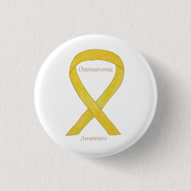 Macaron Rond 2,50 Cm Ostéosarcome Yellow Awareness Ruban Personnalisé P (Devant)
