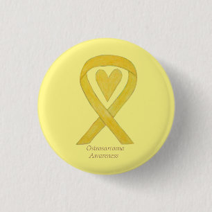 Macaron Rond 2,50 Cm Ostéosarcome Yellow Awareness Ruban Personnalisé P