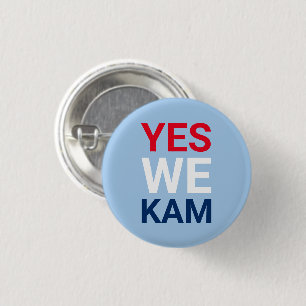 Macaron Rond 2,50 Cm Oui We Kam drôle rouge blanc bleu typographie
