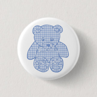 Macaron Rond 2,50 Cm Ours en peluche à carreaux pastel bleu clair