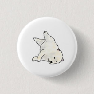 Macaron Rond 2,50 Cm Ours Polaire Blanc Couché