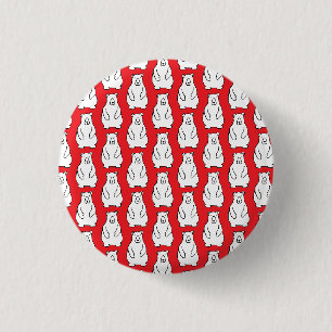 Macaron Rond 2,50 Cm Ours polaires grizzly de dessin animé drôle rouge