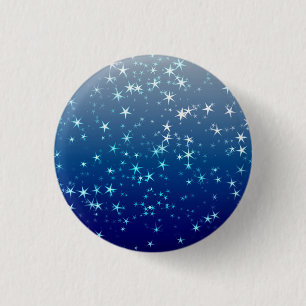 Macaron Rond 2,50 Cm Paillettes de Noël Étoiles Ciel Bleu