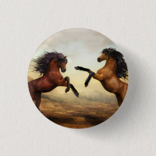 Macaron Rond 2,50 Cm paire de chevaux sauvages  