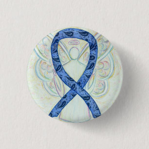 Macaron Rond 2,50 Cm Paisley Ruban Angel Thyroïde Maladie de sensibilis