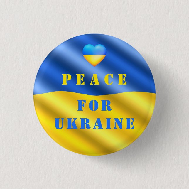 Macaron Rond 2,50 Cm Paix Pour L'Ukraine - Drapeau Ukrainien - Liberté (Devant)