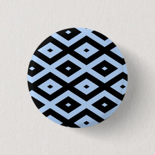 Macaron Rond 2,50 Cm Pale blue and black diamond pattern