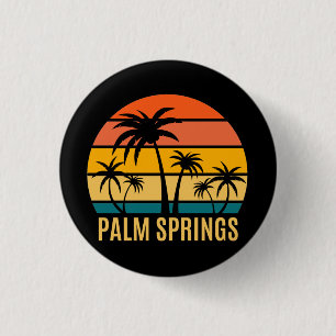 Macaron Rond 2,50 Cm Palm Springs Coucher Du Soleil Et Plage De Palm Tr
