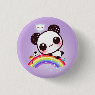 Macaron Rond 2,50 Cm Panda mignon avec la nourriture de kawaii sur