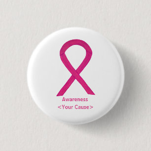 Macaron Rond 2,50 Cm Paniers d'art personnalisés Hot Pink Awareness