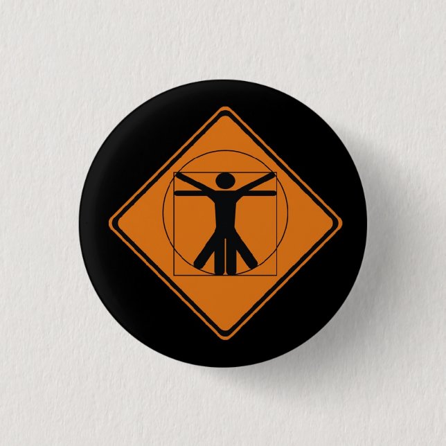 Macaron Rond 2,50 Cm panneau routier vitruvian d'homme (Devant)