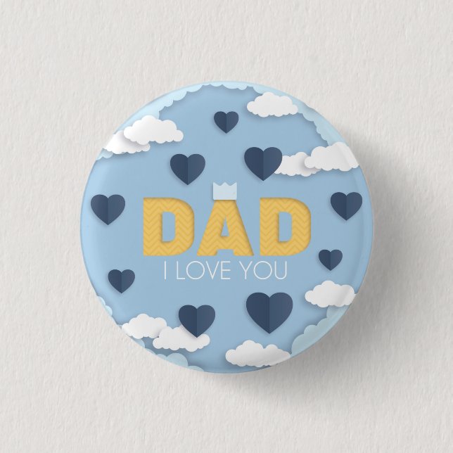 Macaron Rond 2,50 Cm Papa, je t'aime, fête des pères cadeau (Devant)
