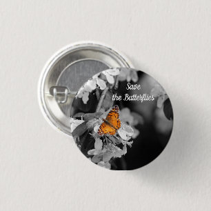 Macaron Rond 2,50 Cm Papillon Américain Lady Sur Bouton Pin Blossom