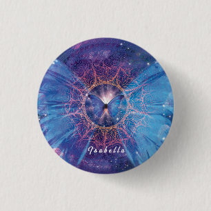 Macaron Rond 2,50 Cm Papillon morpho / Galaxie Mandala