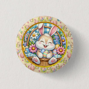 Macaron Rond 2,50 Cm Pâques joyeuses avec du lapin mignon, des oeufs et