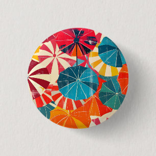 Macaron Rond 2,50 Cm Parapluie Rétro Jour de Pluie Pop Art