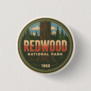 Macaron Rond 2,50 Cm Parc national d'État de Redwood, Californie côtièr