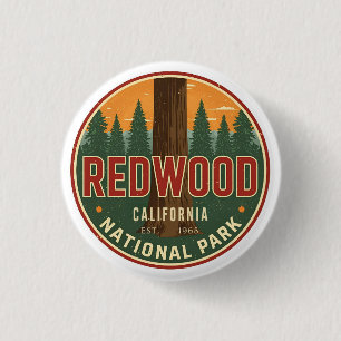 Macaron Rond 2,50 Cm Parc national et état de Redwood, Californie côtiè