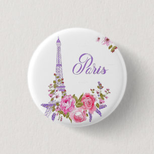 Macaron Rond 2,50 Cm Paris en fleurs Paris minuit Floral Paris Roma