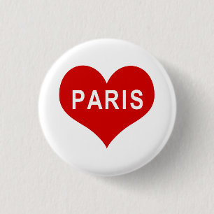 Macaron Rond 2,50 Cm PARIS Red Love Heart