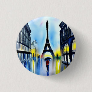 Macaron Rond 2,50 Cm Paris sous la pluie