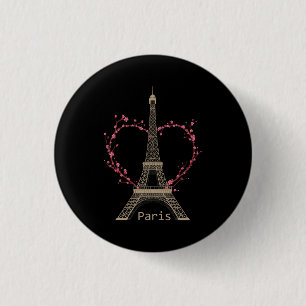 Macaron Rond 2,50 Cm Paris Tour Eiffel Le Signe De L'Amour France Paris