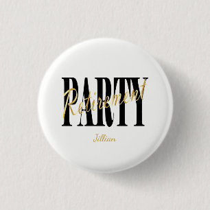Macaron Rond 2,50 Cm Parti de retraite Gold & White Favoriser