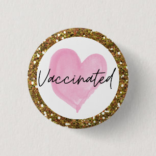 Macaron Rond 2,50 Cm Parties scintillant d'or de coeur rose