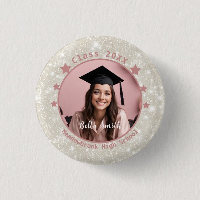 Macaron Rond 2,50 Cm Parties scintillant moderne Photo Pink Dift Gradua (Devant)