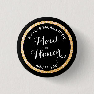 Macaron Rond 2,50 Cm Parties scintillant noire et or Maid of Honor Bach