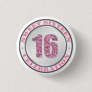 Macaron Rond 2,50 Cm Parties scintillant rose sucré 16 boutons de céléb