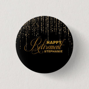 Macaron Rond 2,50 Cm Parties scintillantes, or et cadeau noir de