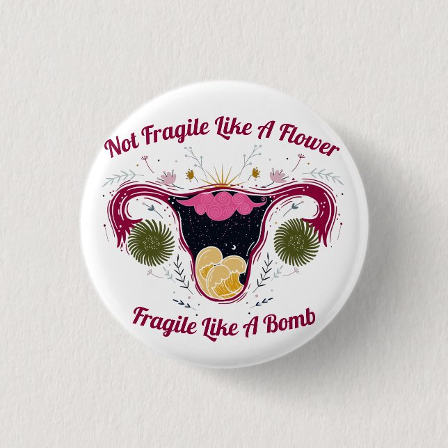 Macaron Rond 2,50 Cm Pas Fragile Comme Une Galaxie Fleur Uterus (Devant)