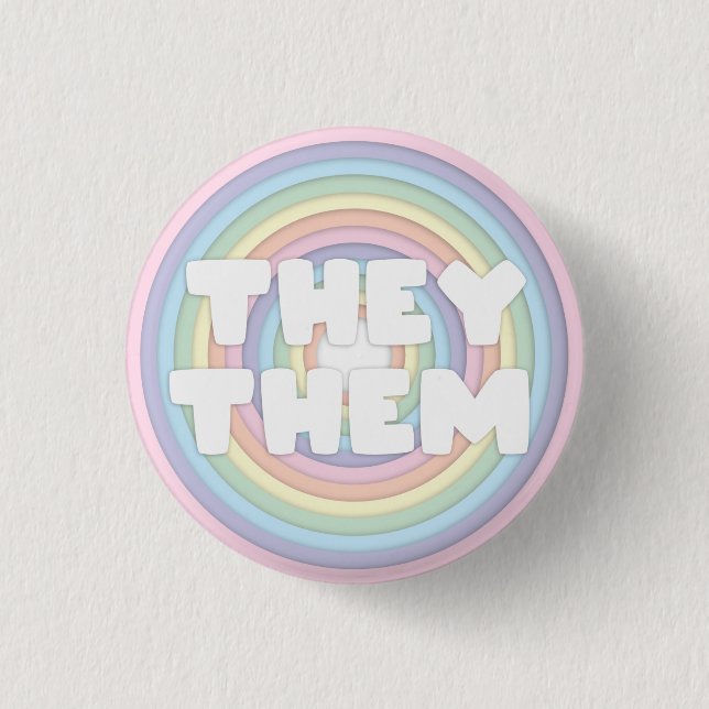 Macaron Rond 2,50 Cm Pastel Arc-en-ciel Ils/Eux Pronounes  (Devant)