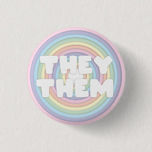 Macaron Rond 2,50 Cm Pastel Arc-en-ciel Ils/Eux Pronounes 
