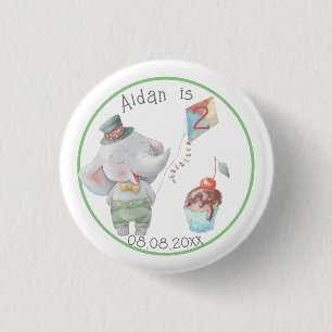 Macaron Rond 2,50 Cm Pastel Safari Elephant Personnalisé Anniversaire