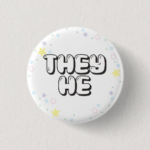 Macaron Rond 2,50 Cm Pastel Star Confetti Ils/Il Pronouns