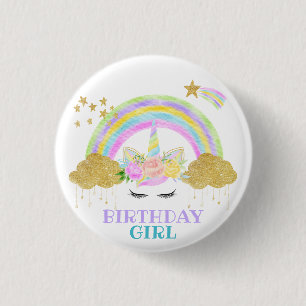 Macaron Rond 2,50 Cm Pastel Unicorn Arc-en-ciel Anniversaire