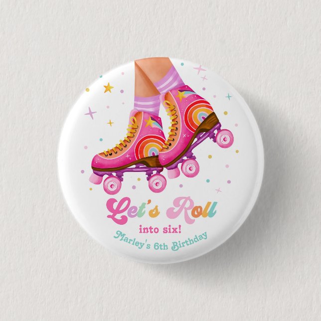 Macaron Rond 2,50 Cm Patin à roulettes Anniversaire Fille Skate Let's R (Devant)