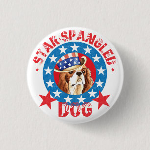 Macaron Rond 2,50 Cm Patriotique Cavalier Roi Charles Spaniel