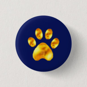 Macaron Rond 2,50 Cm Paw d'or sur bleu