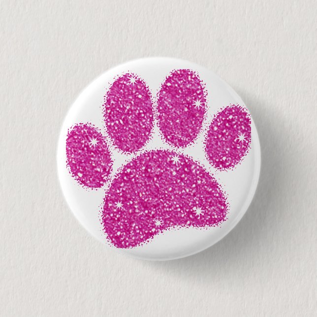 Macaron Rond 2,50 Cm Pawprint de chien de Parties scintillant rose (Devant)