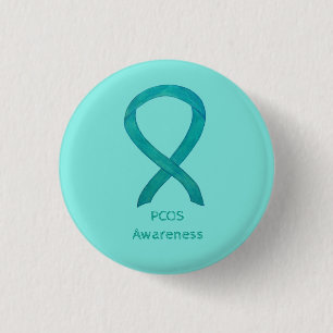 Macaron Rond 2,50 Cm PCOS Sensibilisation Ruban d'art personnalisé