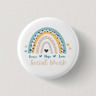 Macaron Rond 2,50 Cm Peace Hope Love Social Work Button