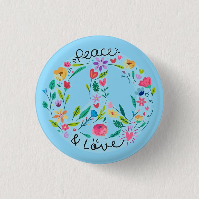 Macaron Rond 2,50 Cm Peace Love Button (Devant)