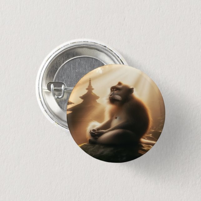 Macaron Rond 2,50 Cm Peaceful Monkey Button (Devant & derrière)