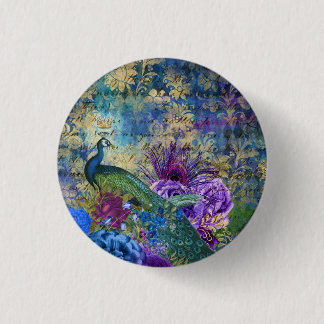 Macaron Rond 2,50 Cm Peacock Birds touche pin tendance