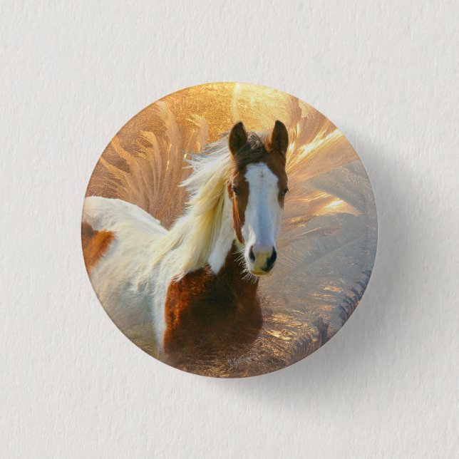 Macaron Rond 2,50 Cm Peignez les boutons d'or de cheval (Devant)