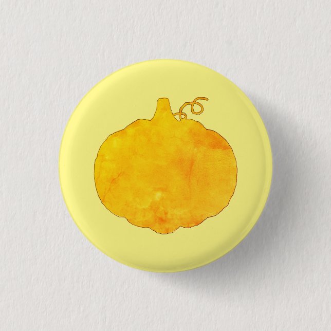 Macaron Rond 2,50 Cm Peinture aquarelle citrouille (Devant)