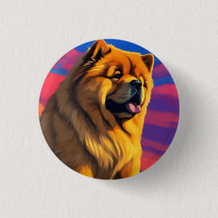 Macaron Rond 2,50 Cm Peinture de Chow Chow